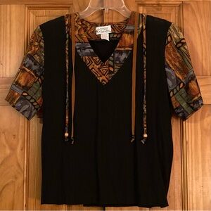 NWOT Vintage Cristin Stevens V Neck Top Blouse Size M